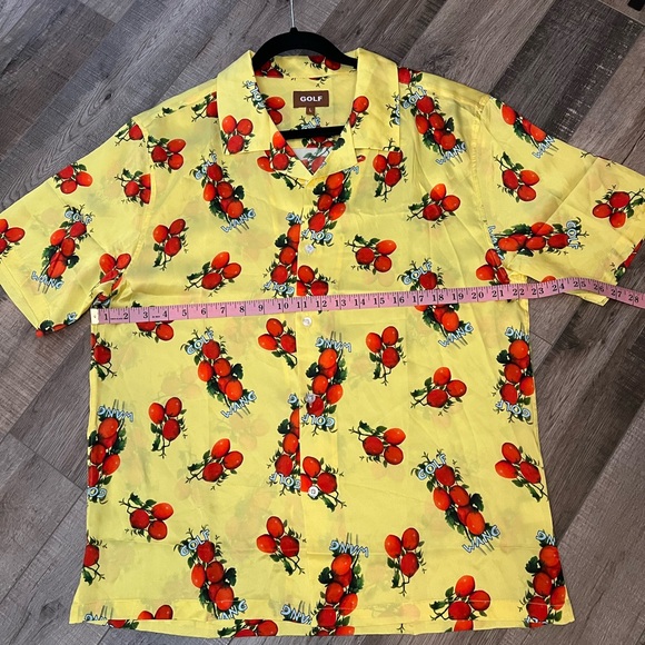Golf Wang Other - Golf Wang Yellow tomato men’s short sleeve 100% silk shirt sz L